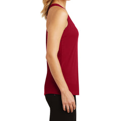 Womens Solid Gathered RacerSide Tank - Classic Red - Side