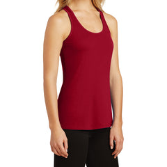 Womens Solid Gathered RacerSide Tank - Classic Red - Side