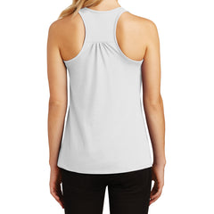 Womens Solid Gathered Racerback Tank - White - Back