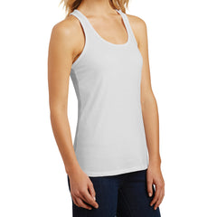 Womens Solid Gathered RacerSide Tank - White - Side