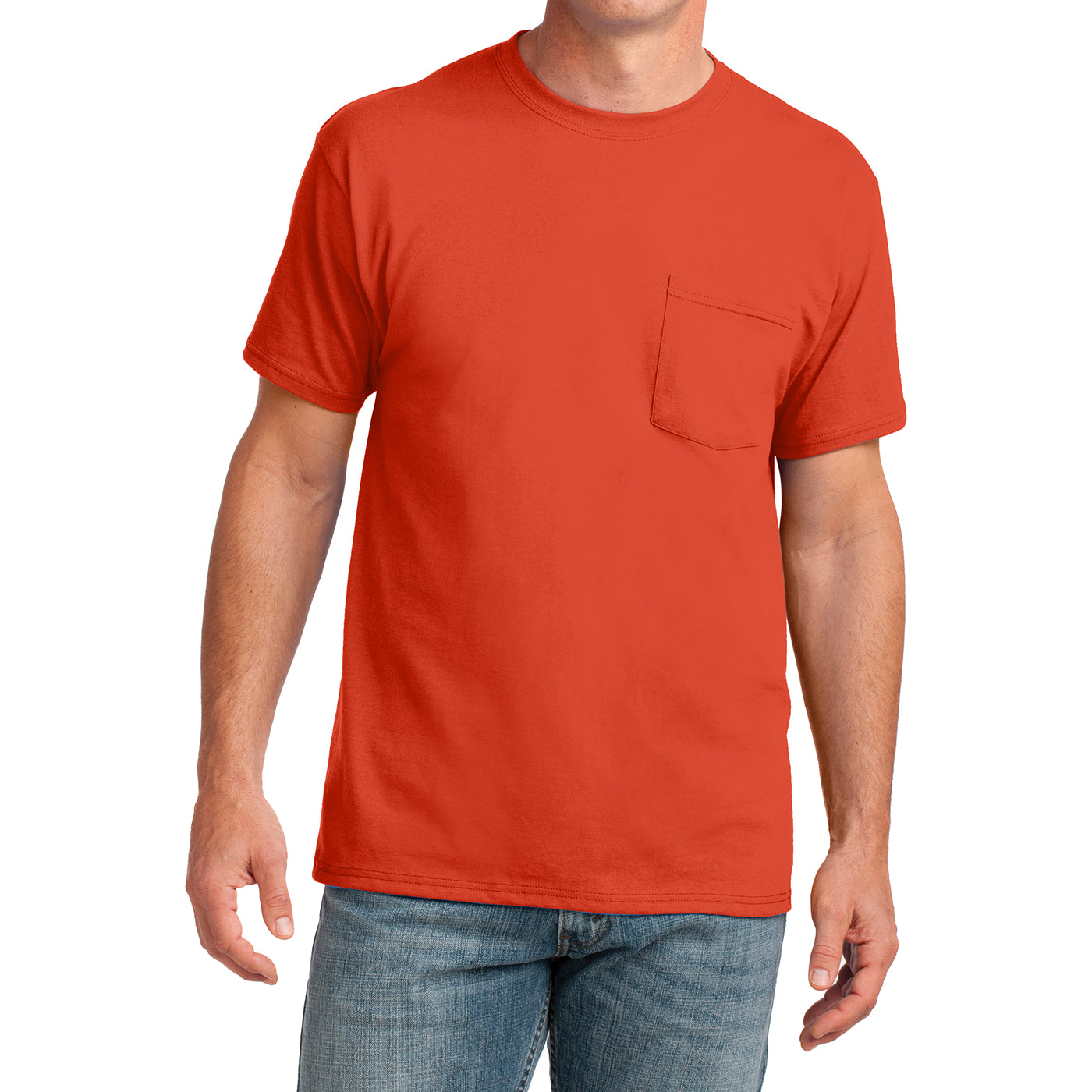 Men's Core Cotton Pocket Tee - Orange - Front