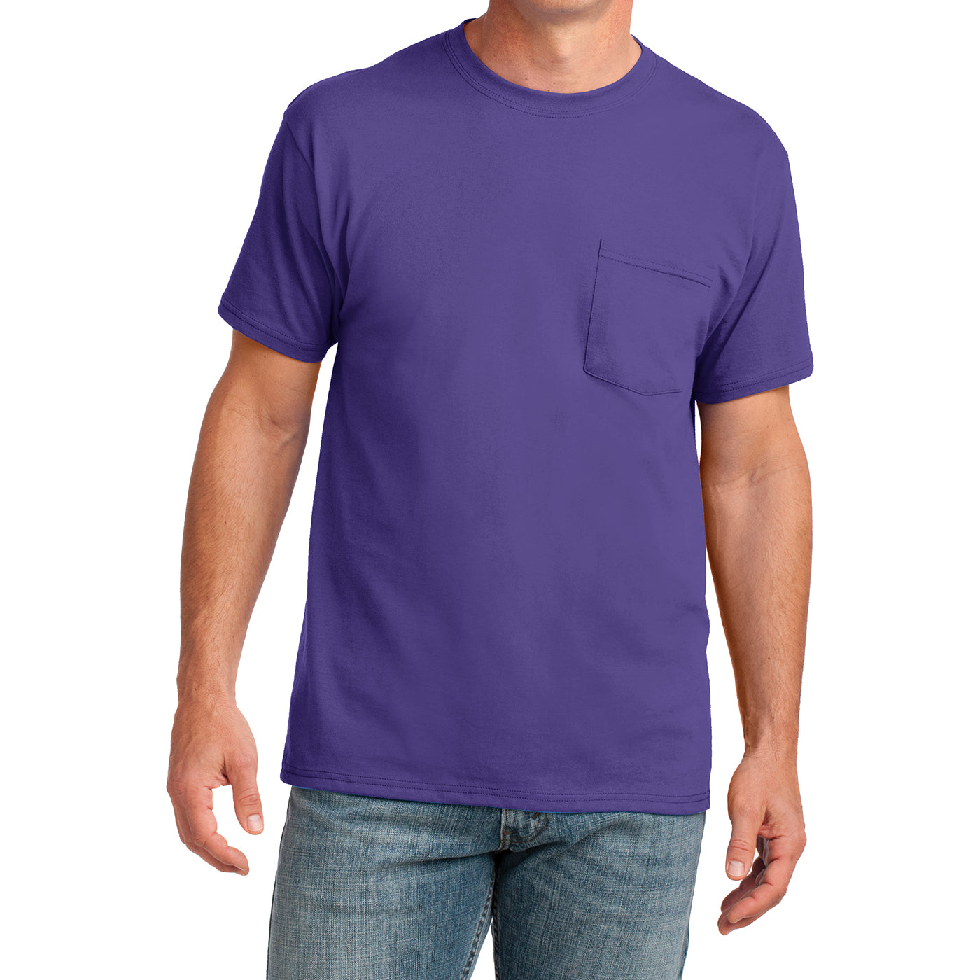 Men's Core Cotton Pocket Tee - Purple - Front