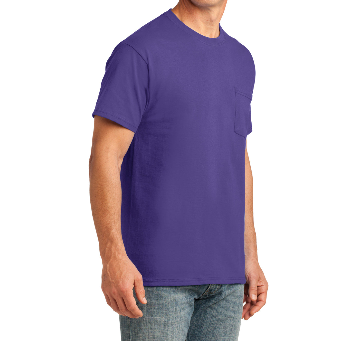 Men's Core Cotton Pocket Tee - Purple - Side