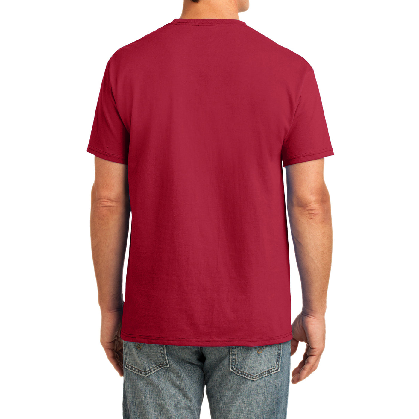 Men's Core Cotton Pocket Tee - Red - Back