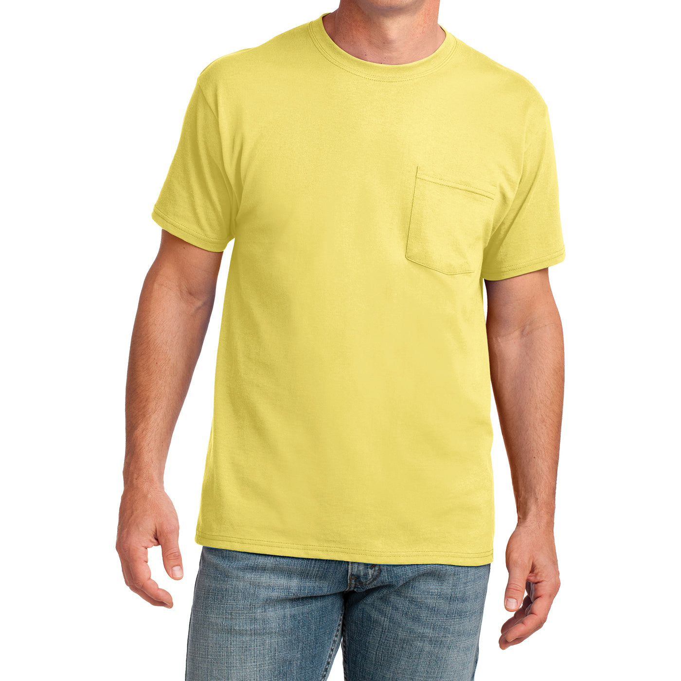 Men's Core Cotton Pocket Tee - Yellow - Front