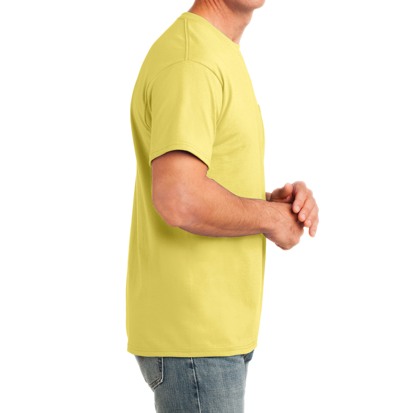 Men's Core Cotton Pocket Tee - Yellow - Side