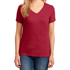Women's Core Cotton V-Neck Tee - Red - Front
