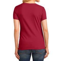 Women's Core Cotton V-Neck Tee - Red - Back