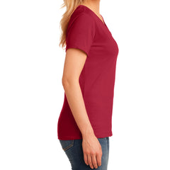 Women's Core Cotton V-Neck Tee - Red - Side