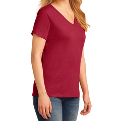 Women's Core Cotton V-Neck Tee - Red - Side