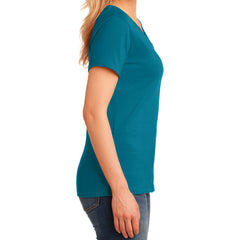 Women's Core Cotton V-Neck Tee - Teal - Side