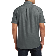 Men's Short Sleeve Washed Woven Shirt - Grey - Back