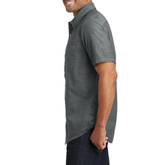 Men's Short Sleeve Washed Woven Shirt - Grey - Side