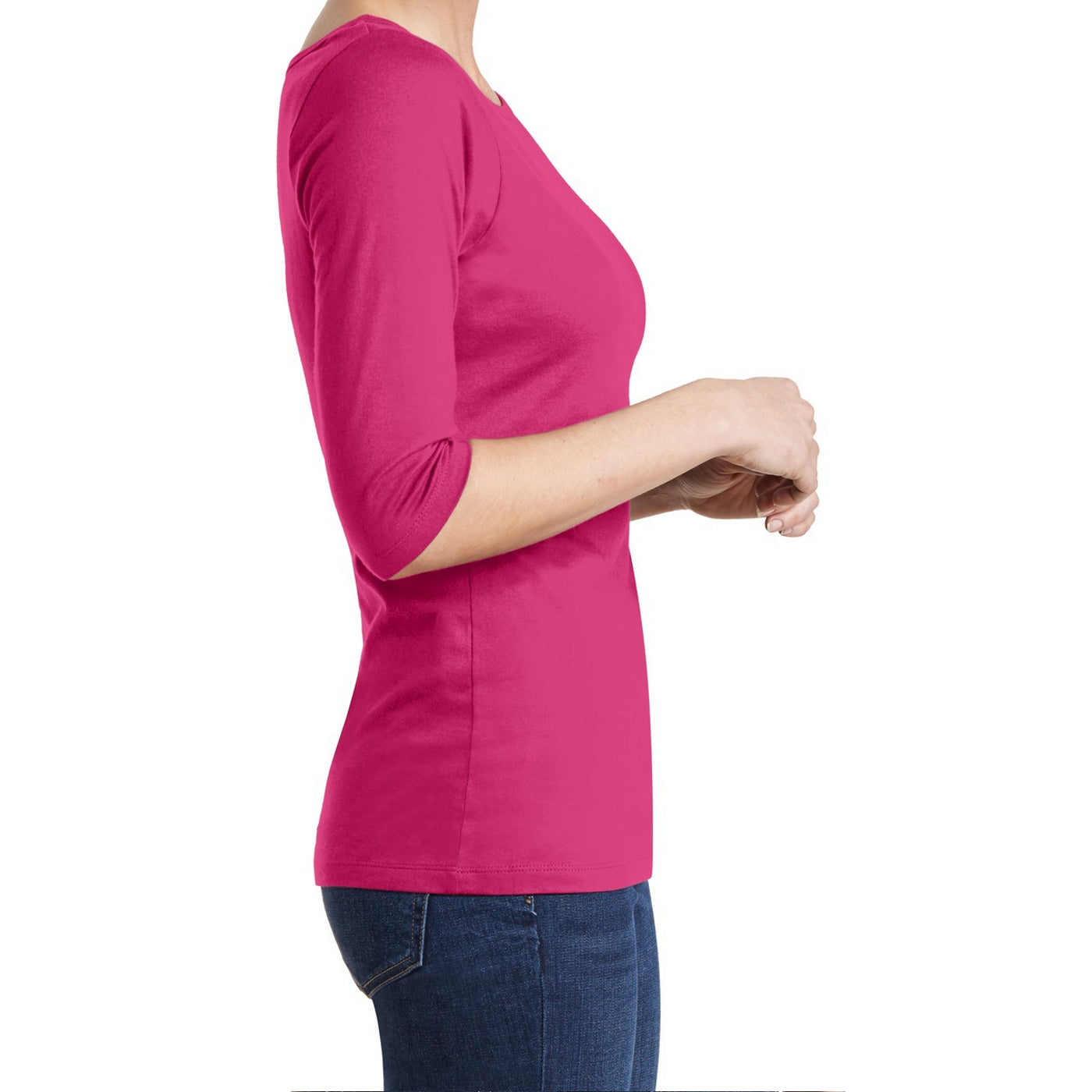 Women's Perfect Weight 3/4-Sleeve Tee - Dark Fuchsia