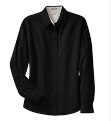 Mafoose Women's Long Sleeve Easy Care Shirt Black/ Light Stone-Front