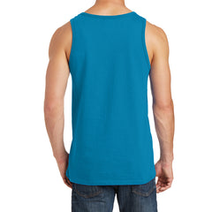 Men's Core Cotton Tank Top - Neon Blue - Back