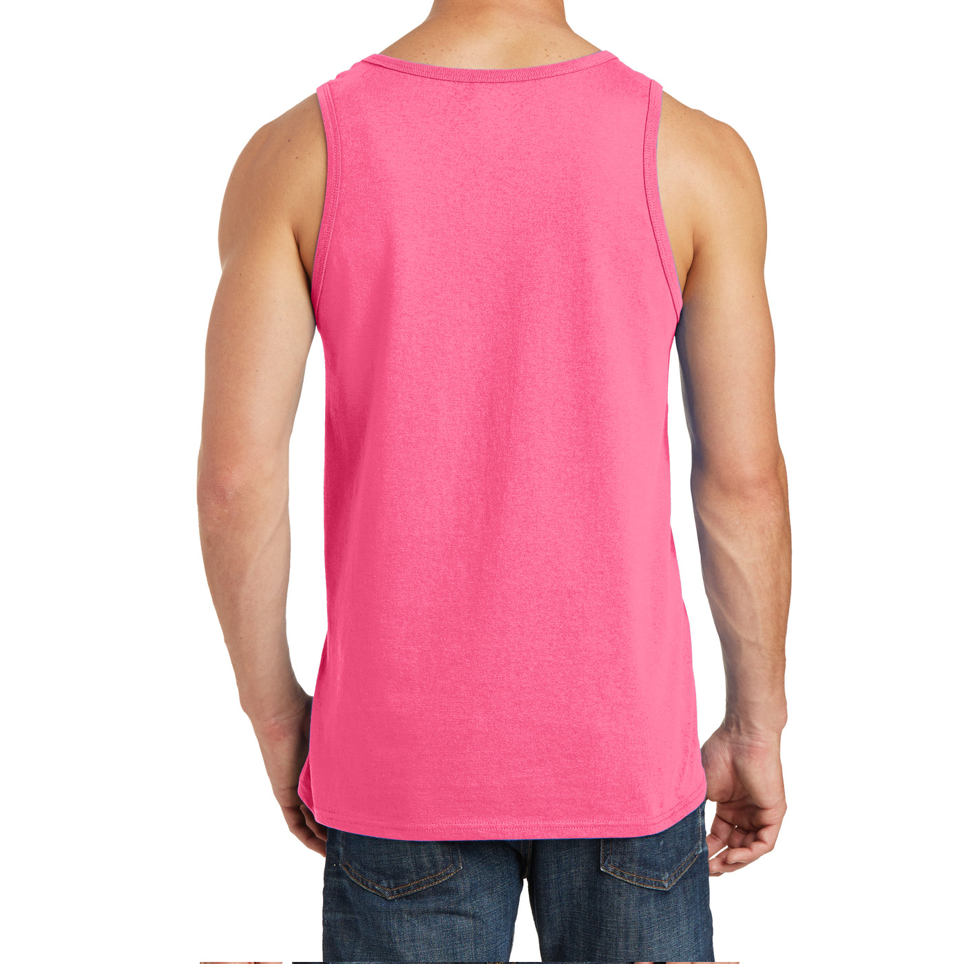 Men's Core Cotton Tank Top - Neon Pink - Back
