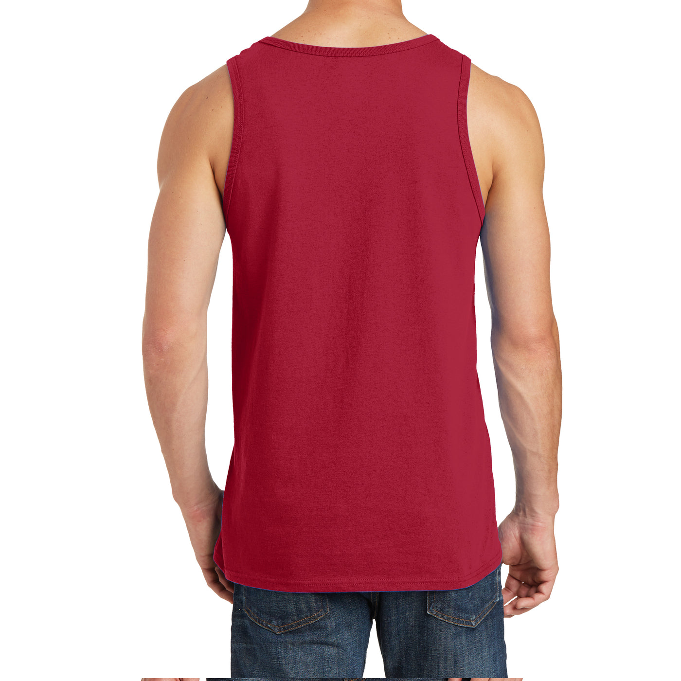 Men's Core Cotton Tank Top - Red - Back