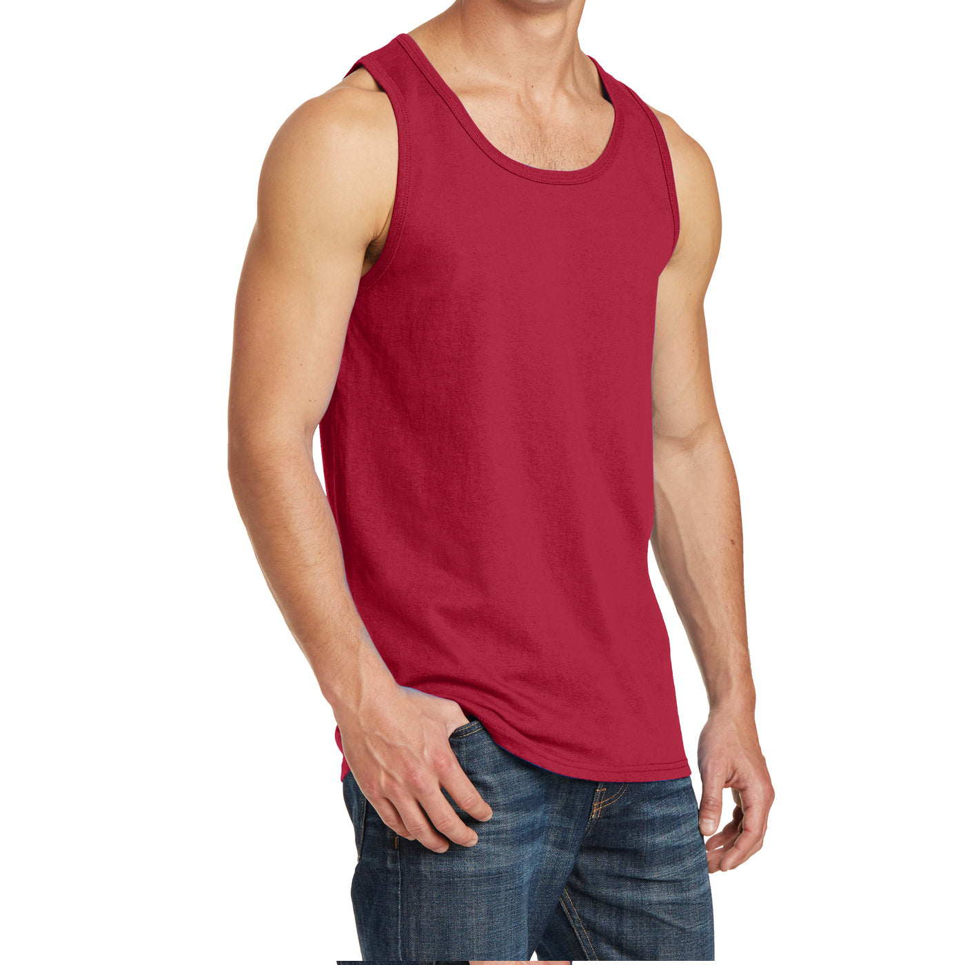 Men's Core Cotton Tank Top - Red - Side