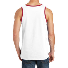 Men's Core Cotton Tank Top - White/ Red - Back