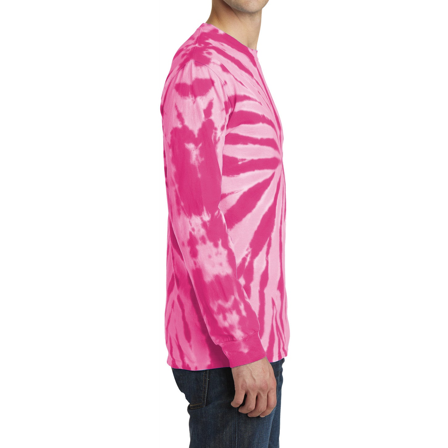 Men's Tie-Dye Long Sleeve Tee - Pink - Side