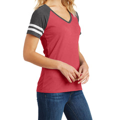 Womens Game V-Neck Tee - Heathered Red/Heathered Charcoal - Side