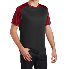 Men's CamoHex Colorblock Tee Shirt Black/ Deep Red Side