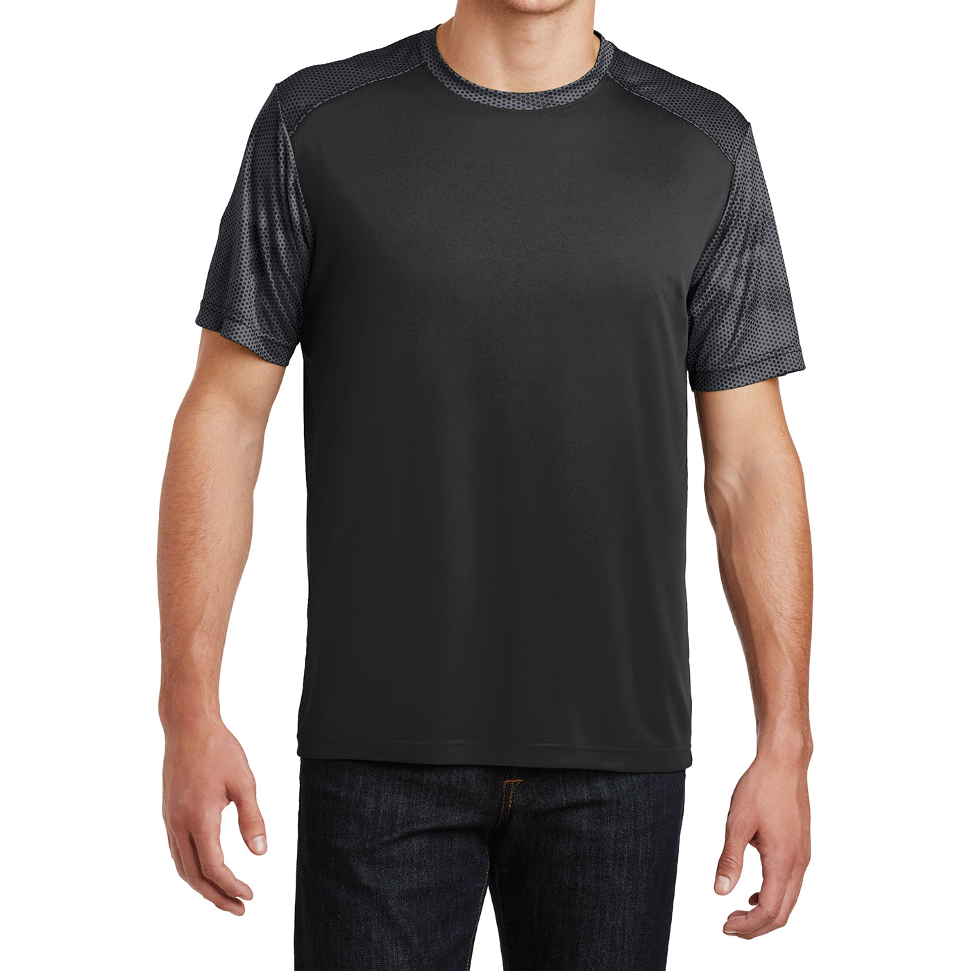Men's CamoHex Colorblock Tee Shirt Black/ Iron Grey Front