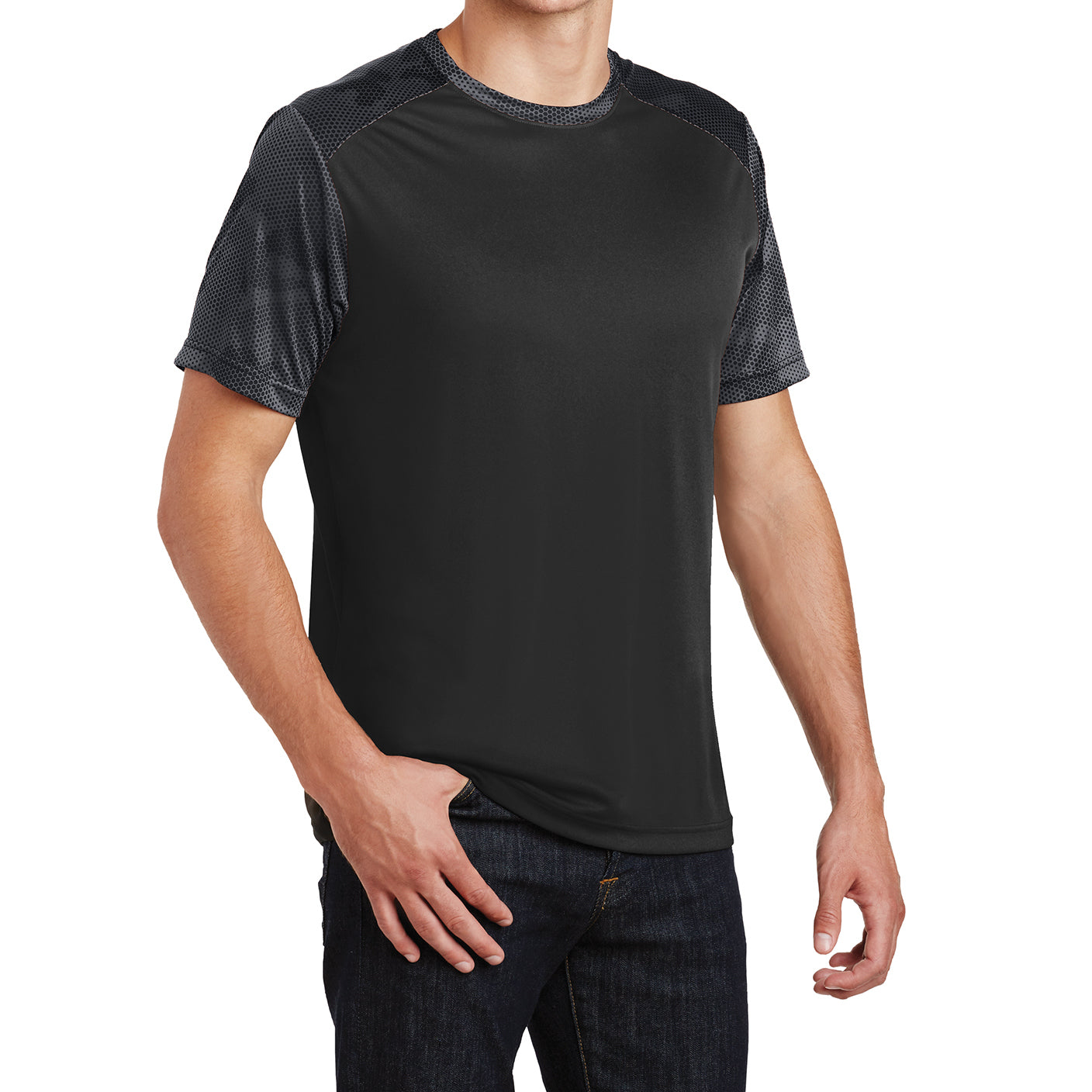 Men's CamoHex Colorblock Tee Shirt Black/ Iron Grey Side