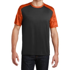 Men's CamoHex Colorblock Tee Shirt Black/ Neon Orange Front