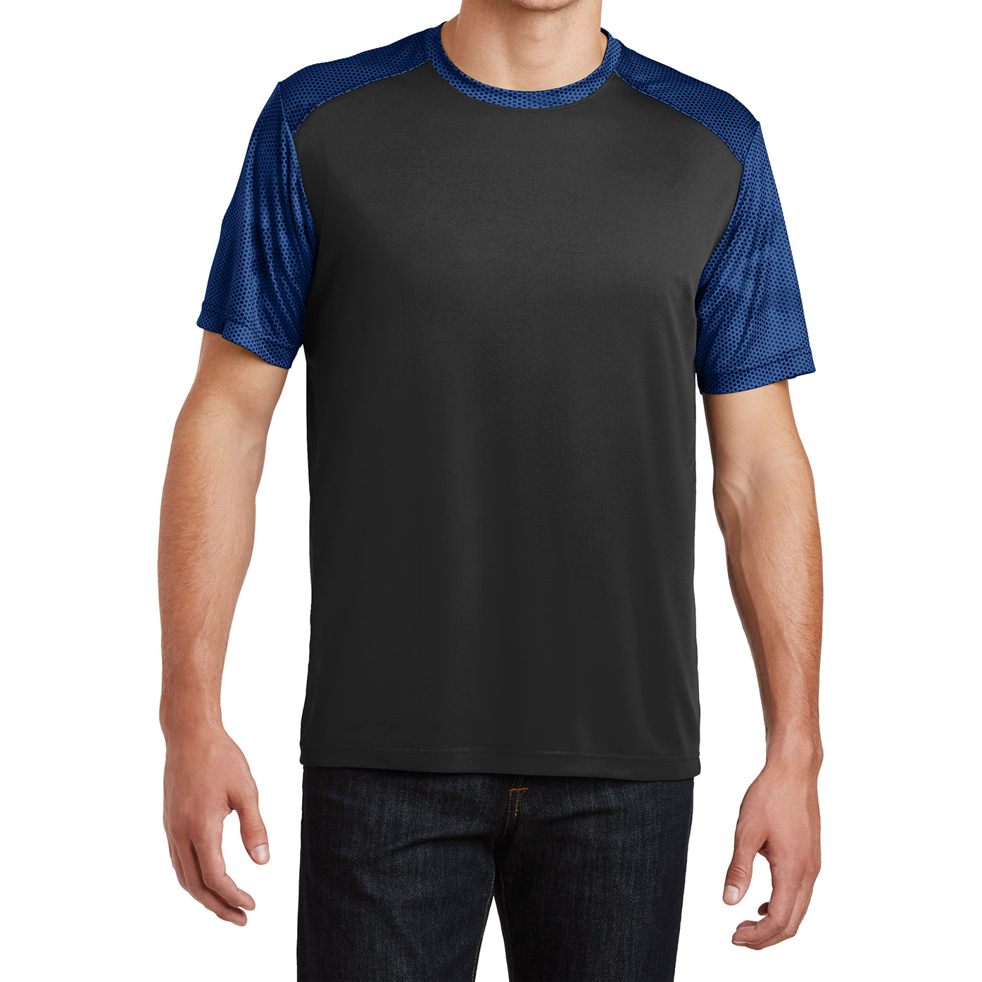 Men's CamoHex Colorblock Tee Shirt Black/ True Royal Front