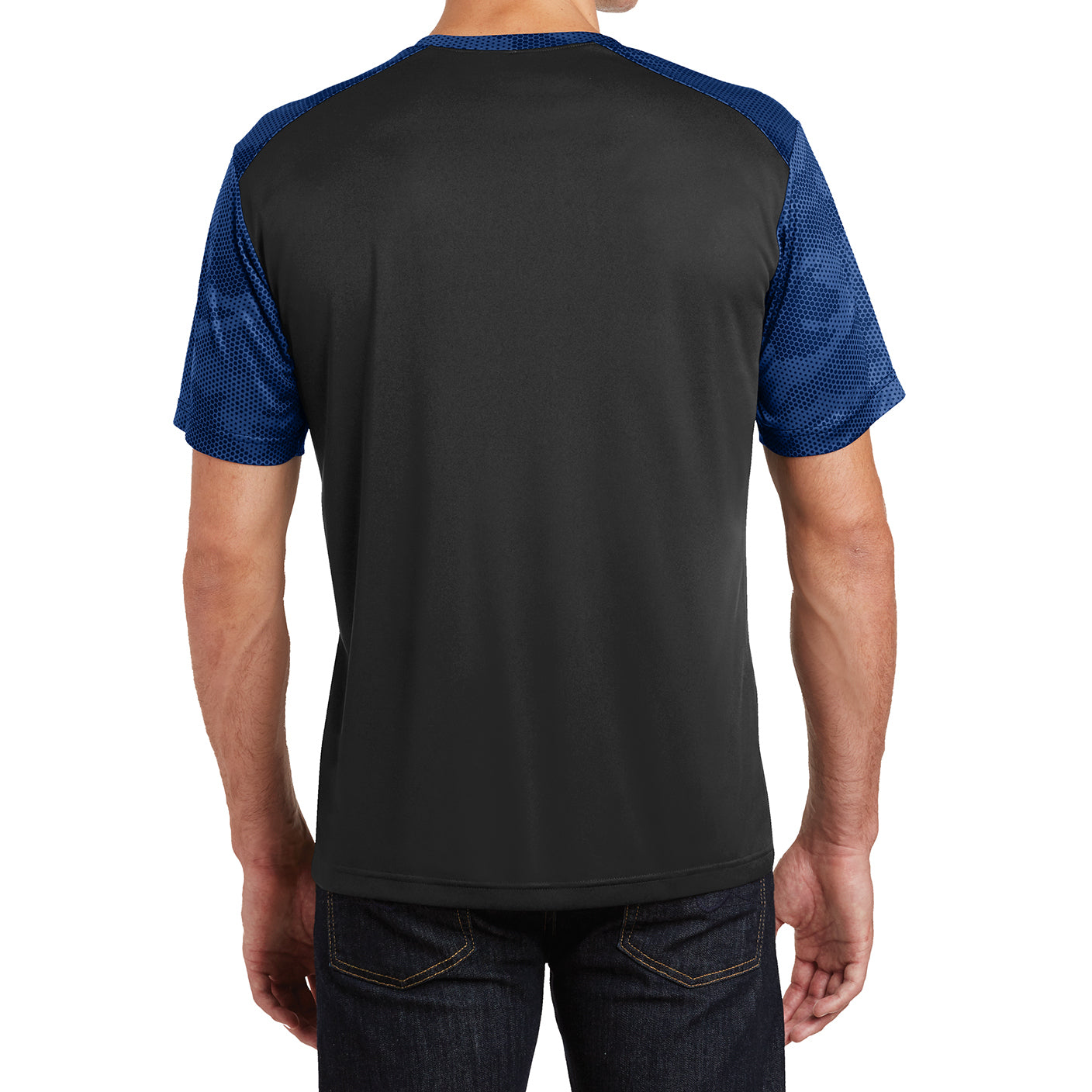 Men's CamoHex Colorblock Tee Shirt Black/ True Royal Back