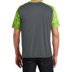 Men's CamoHex Colorblock Tee Shirt Iron Grey/ Lime Shock Back