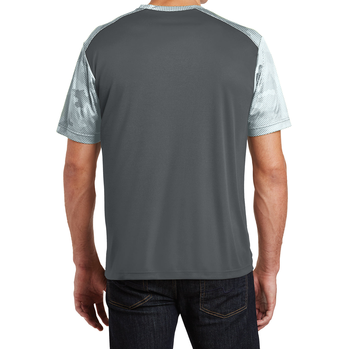 Men's CamoHex Colorblock Tee Shirt Iron Grey/ White Back
