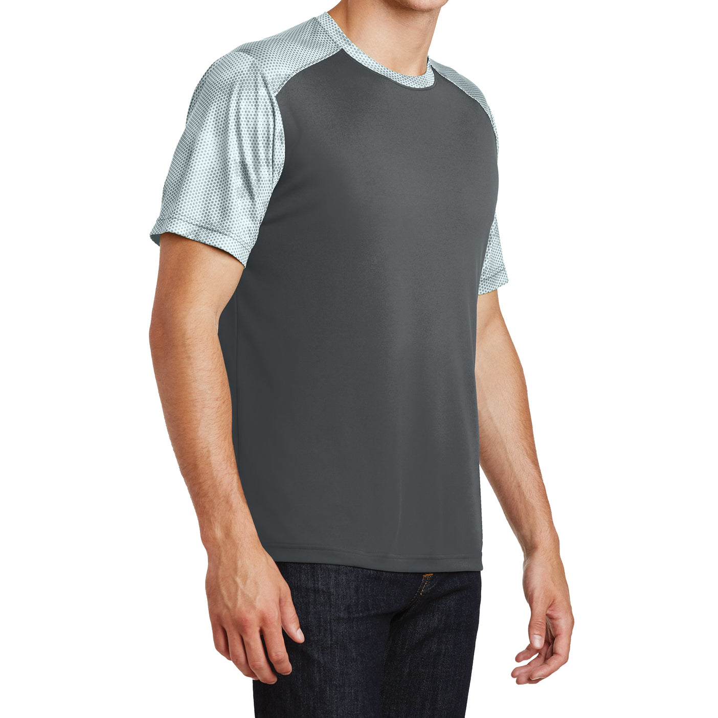 Men's CamoHex Colorblock Tee Shirt Iron Grey/ White Side