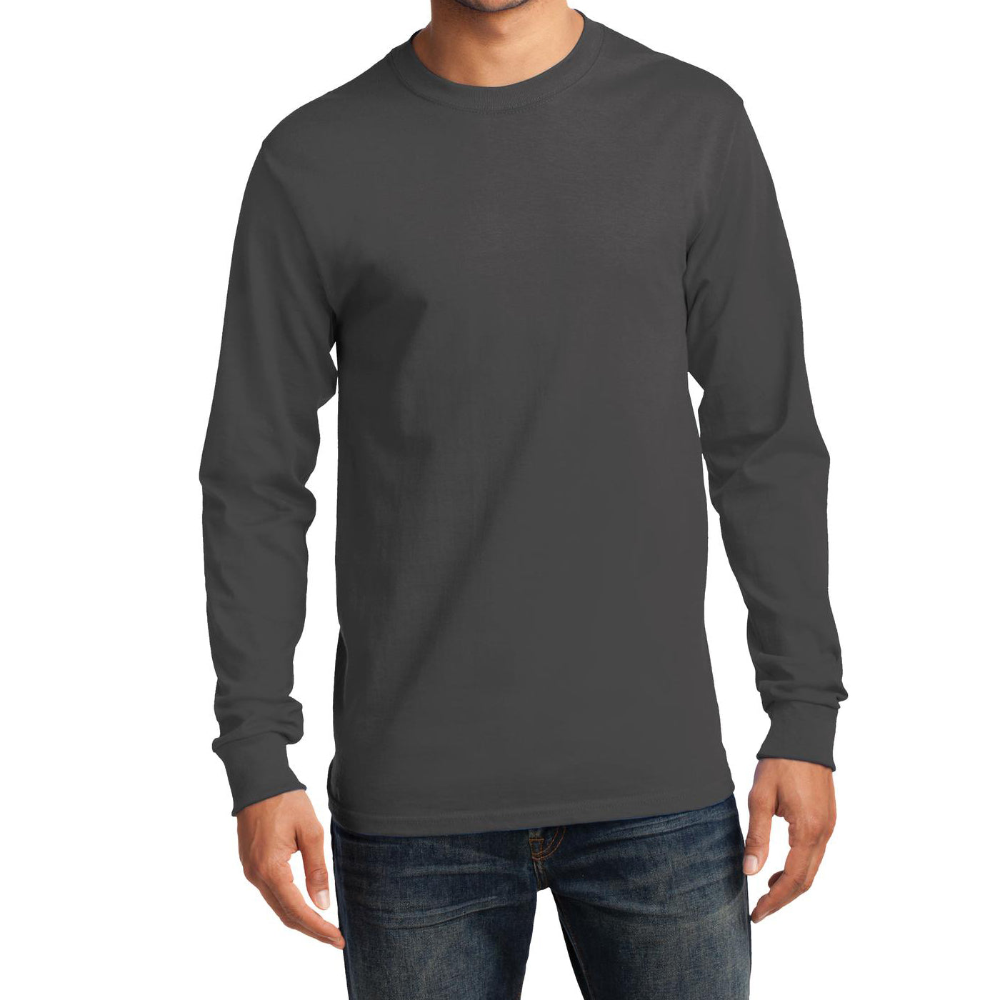 Men's Long Sleeve Essential Tee - Charcoal - Front