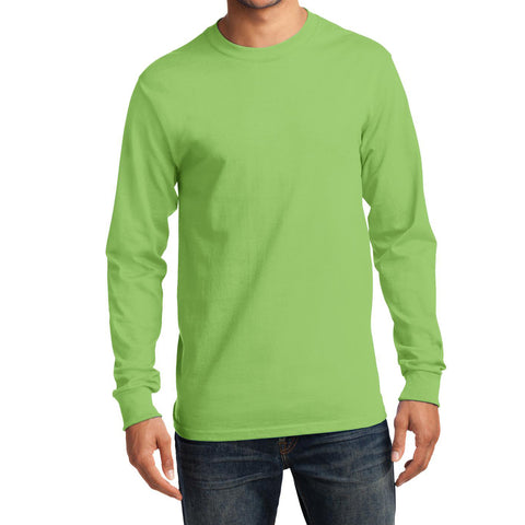 Men's Long Sleeve Essential Tee - Lime - Front