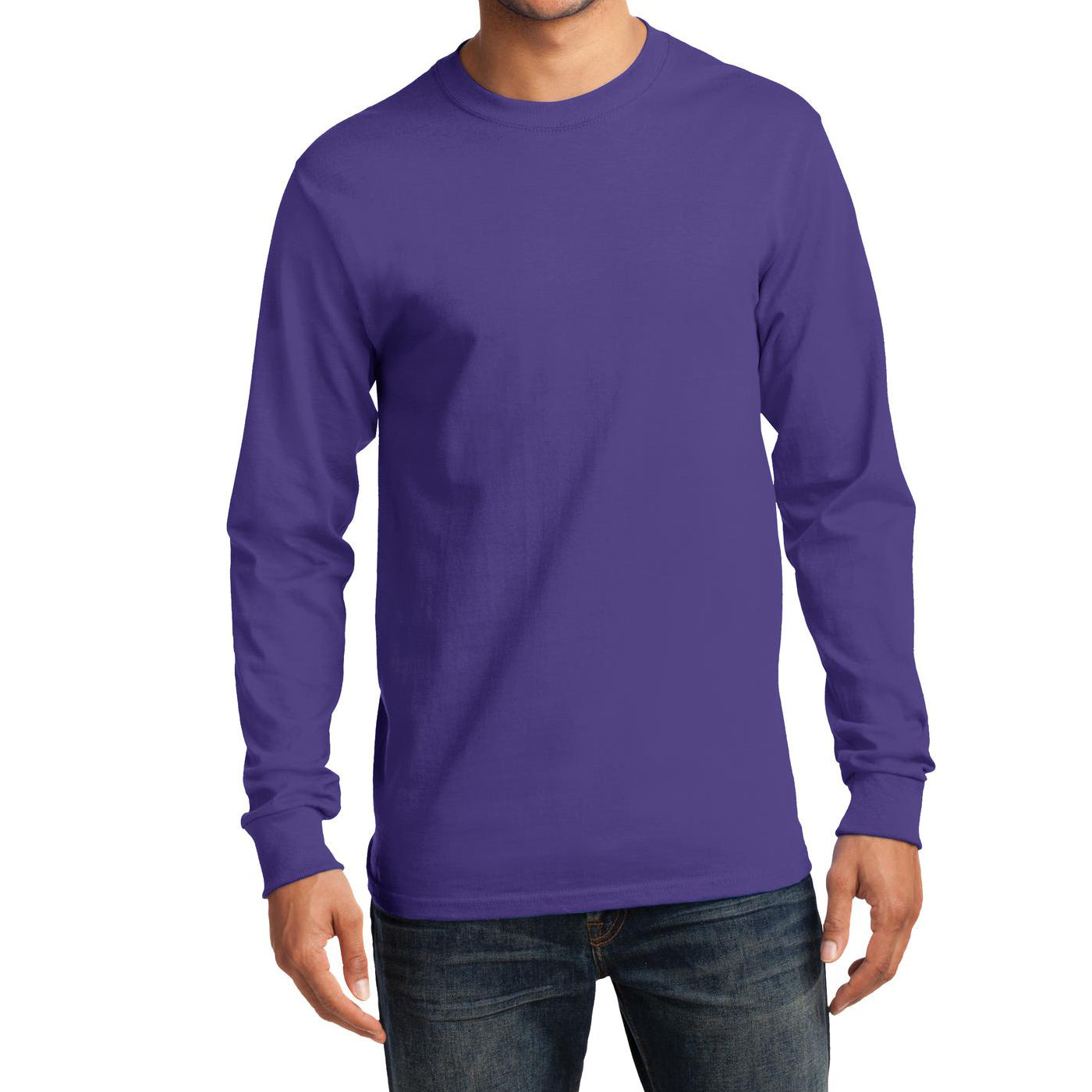 Men's Long Sleeve Essential Tee - Purple - Front