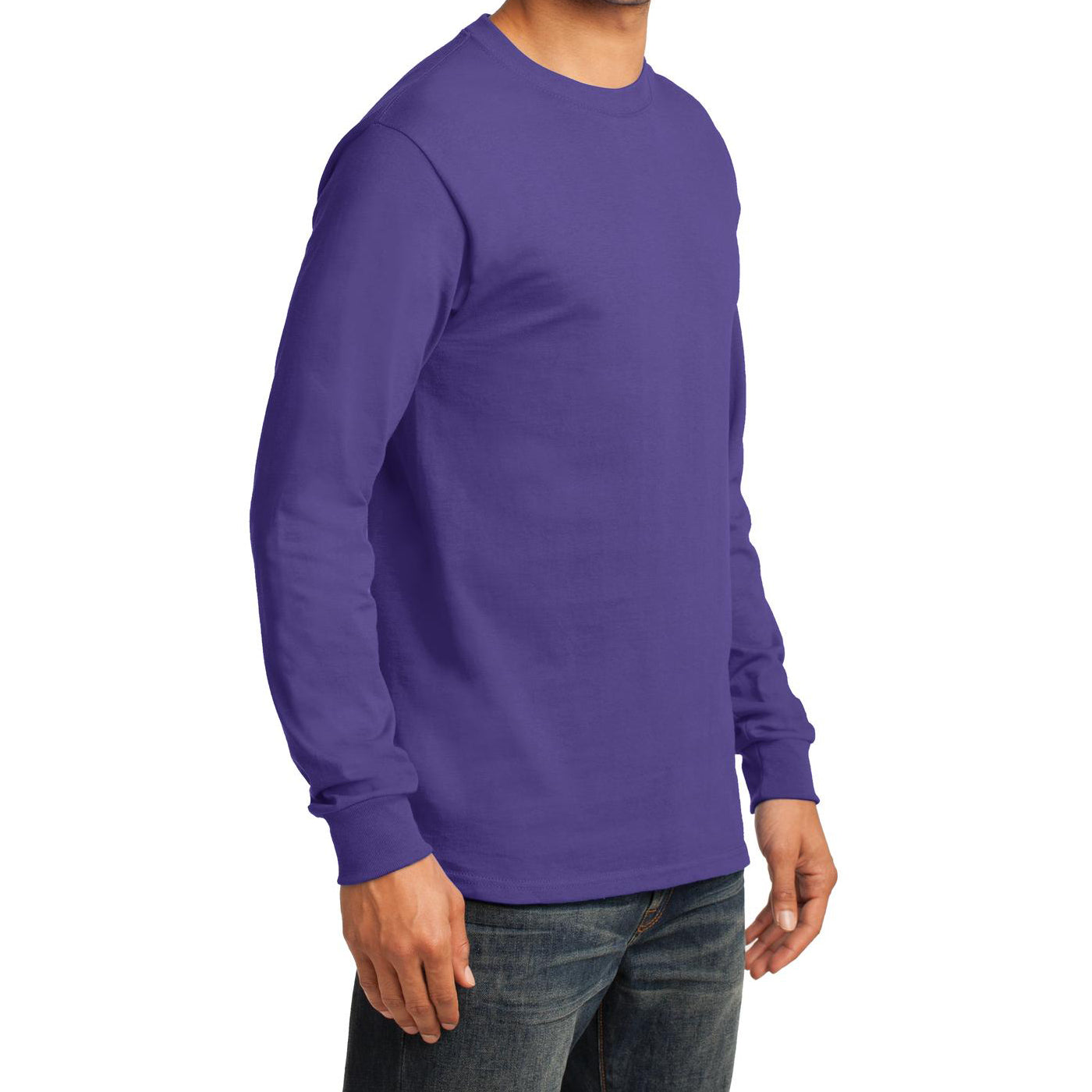Men's Long Sleeve Essential Tee - Purple - Side