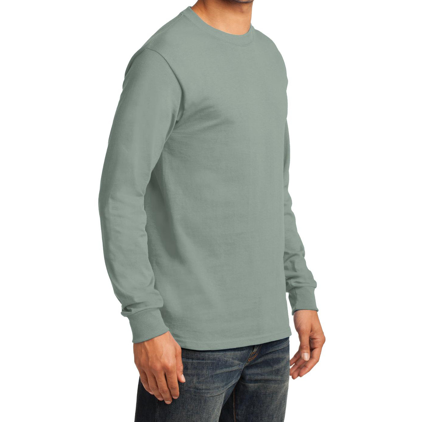 Men's Long Sleeve Essential Tee - Stonewashed Green - Side
