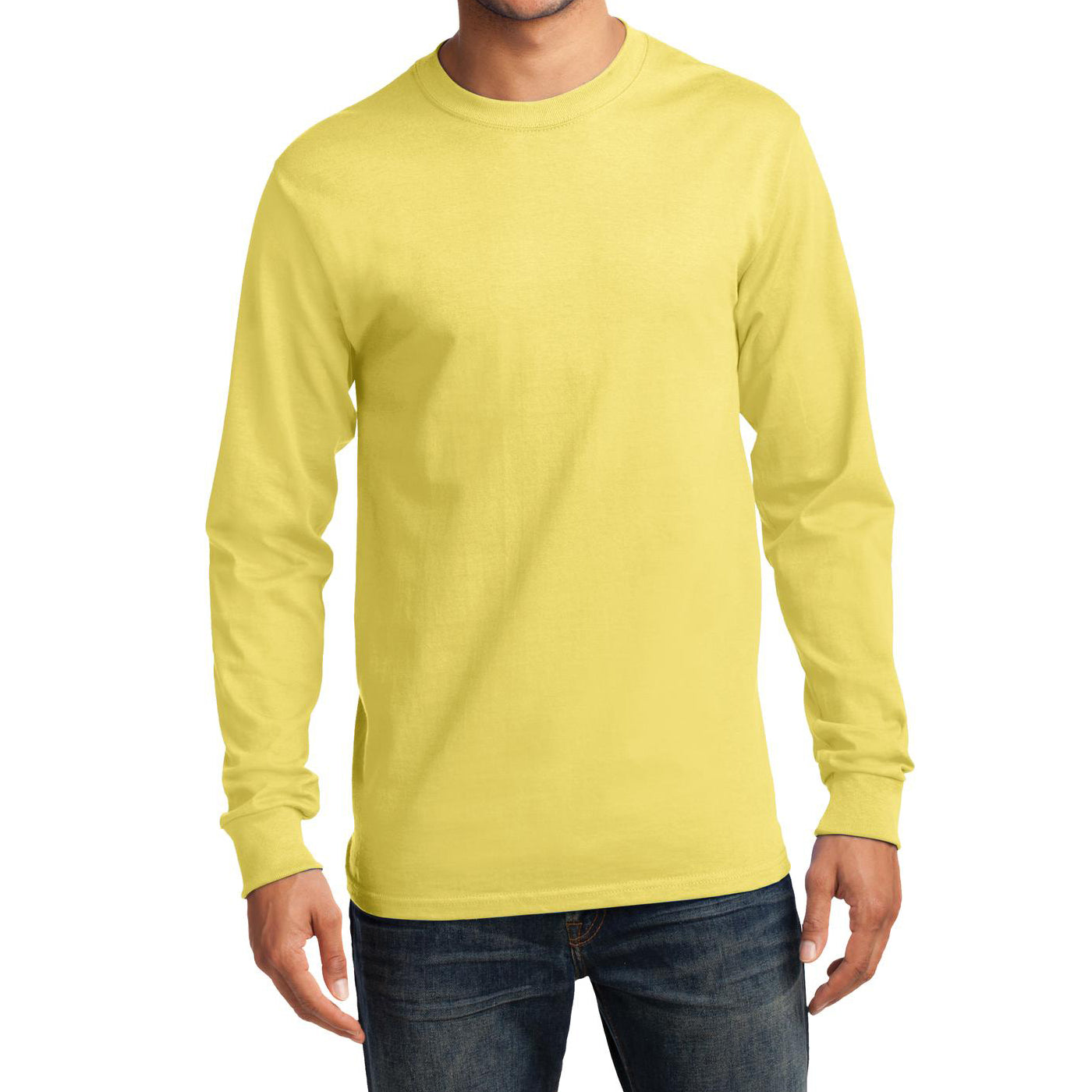 Men's Long Sleeve Essential Tee - Yellow - Front