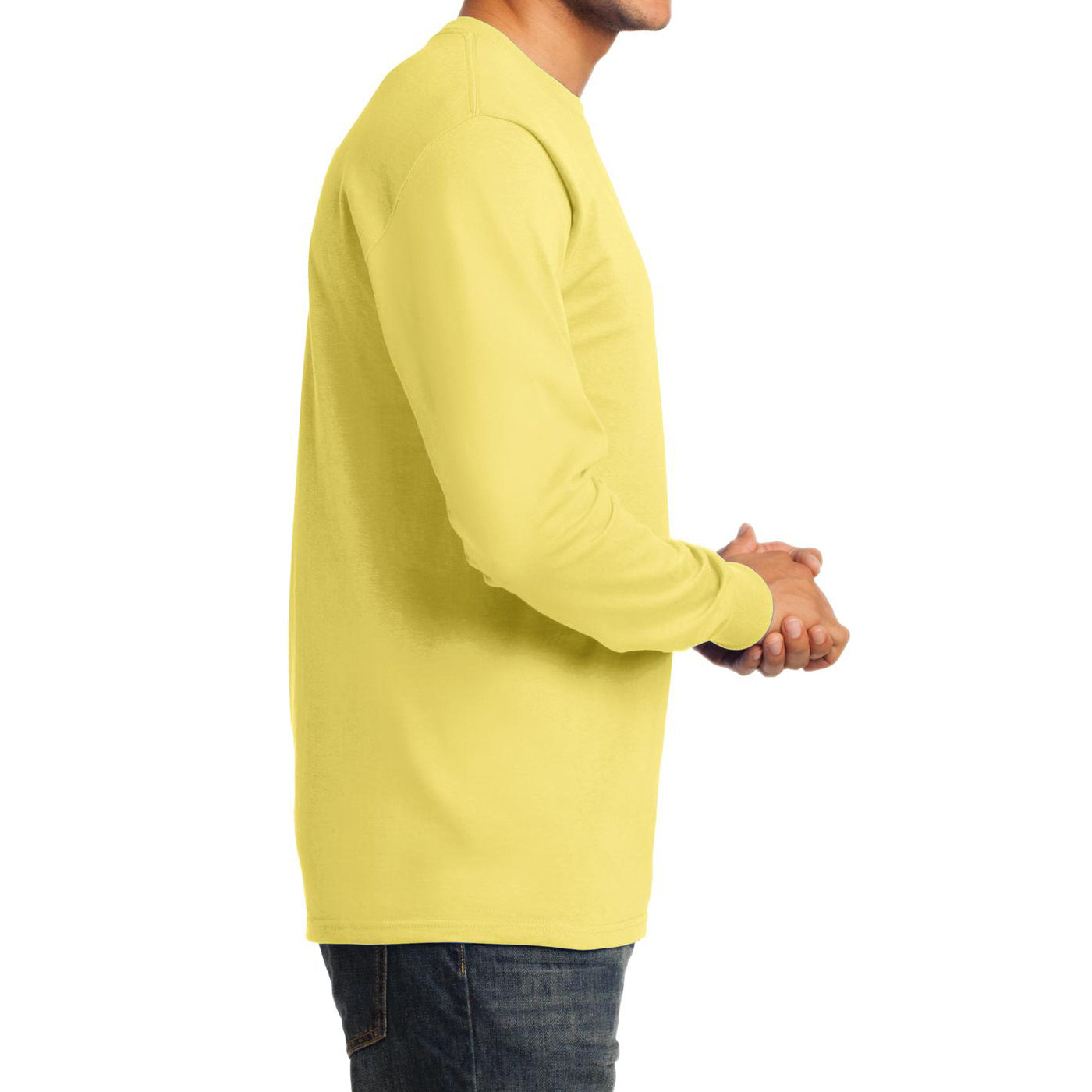 Men's Long Sleeve Essential Tee - Yellow - Side