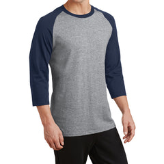 Men's Core Blend 3/4-Sleeve Raglan Tee - Athletic Heather/ Navy - Side