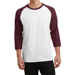 Men's Core Blend 3/4-Sleeve Raglan Tee - White/ Athletic Maroon - Front