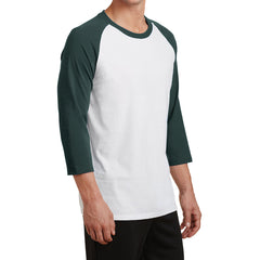 Men's Core Blend 3/4-Sleeve Raglan Tee -White/ Dark Green - Side
