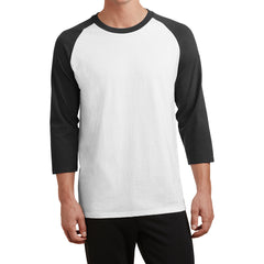 Men's Core Blend 3/4-Sleeve Raglan Tee - White/ Jet Black - Front