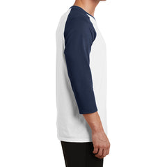 Men's Core Blend 3/4-Sleeve Raglan Tee - White/ Navy - Side