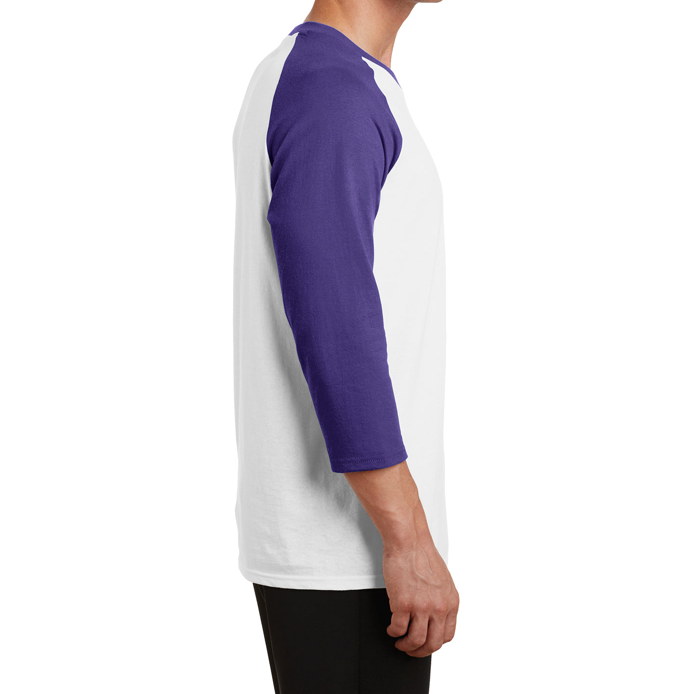 Men's Core Blend 3/4-Sleeve Raglan Tee - White/ Purple - Side