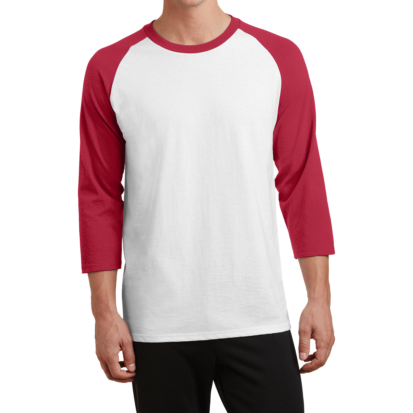 Men's Core Blend 3/4-Sleeve Raglan Tee - White/ Red - Front