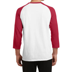Men's Core Blend 3/4-Sleeve Raglan Tee - White/ Red - Back